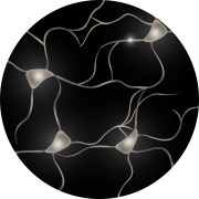 A brain with various neurons overlaid on the region of the brain depending on the neurological disease state and neuronal subtype.